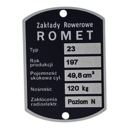 Tabliczka znamionowa Romet...