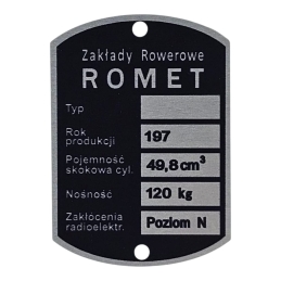 Tabliczka znamionowa Romet...