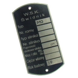 Tabliczka znamionowa WSK125 M0