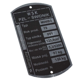 Tabliczka znamionowa WSK125...