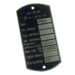 Tabliczka znamionowa WSK125...