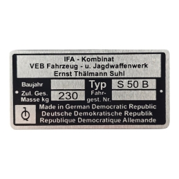 Tabliczka znamionowa IFA...