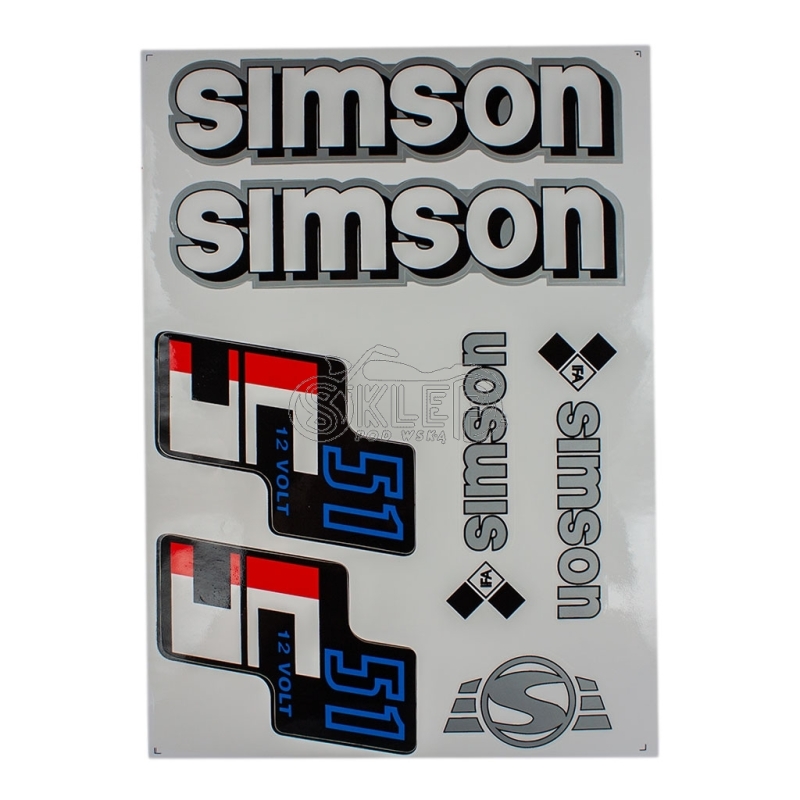 Zestaw naklejek Simson S51 12 volt - kpl.