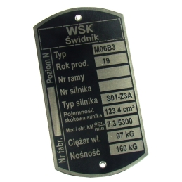 Tabliczka znamionowa WSK125...