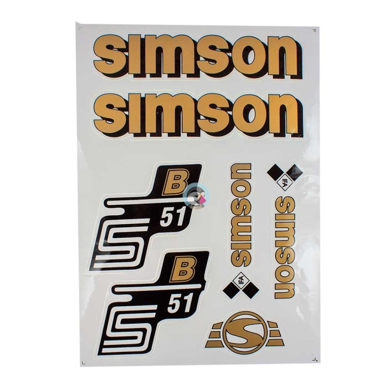 Zestaw naklejek Simson S51 B - złote - kpl.