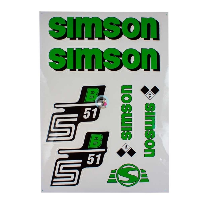 Zestaw naklejek Simson S51 B - zielone - kpl.